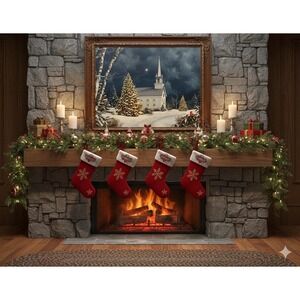 Christmas Church Canvas, Light Up, Bran New Battery Operated
